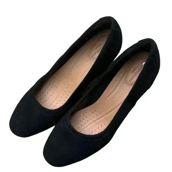 Clarks Ladies Unstructured Un Cosmo Step Black Suede Leather Shoes size 7 - Picture 1 of 6